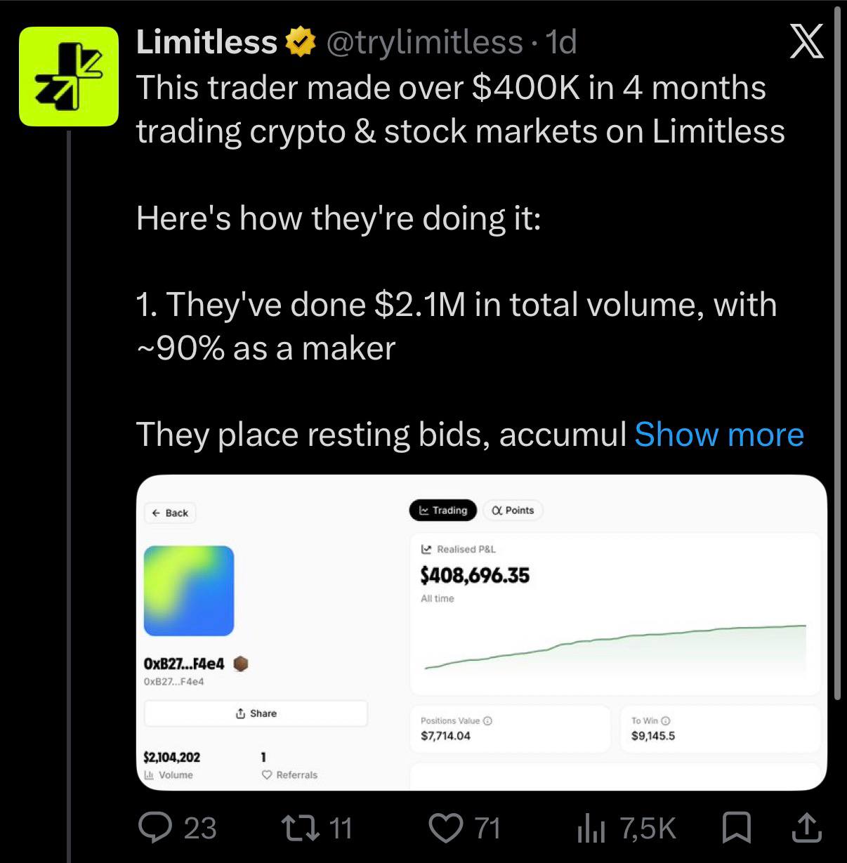 Limitless разбор трейдера