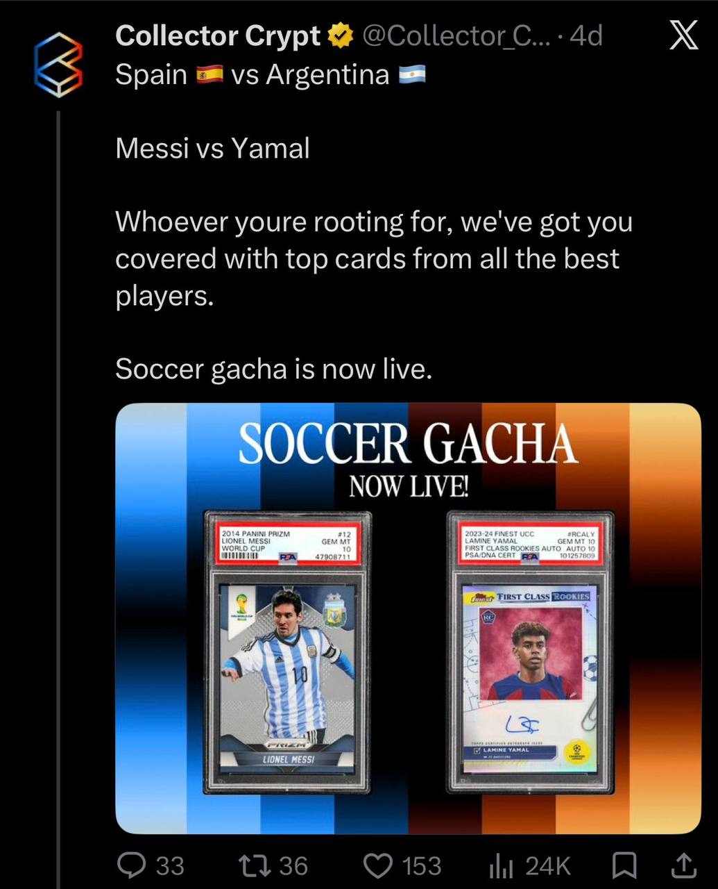 Collector Crypt Soccer Gacha